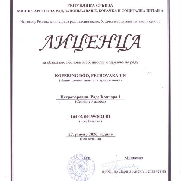 Licenca za obavljanje poslova bezbednosti i zdravlja na radu